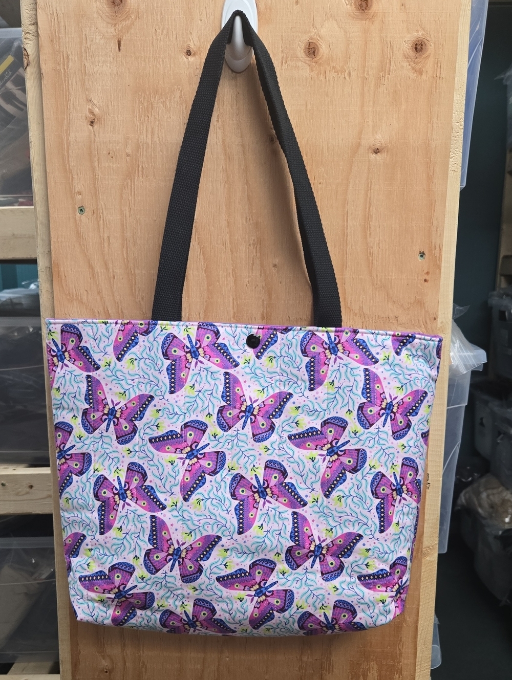 Crafty & Posh Purple Pink Moth Themed Quilted Everyday Tote Bag